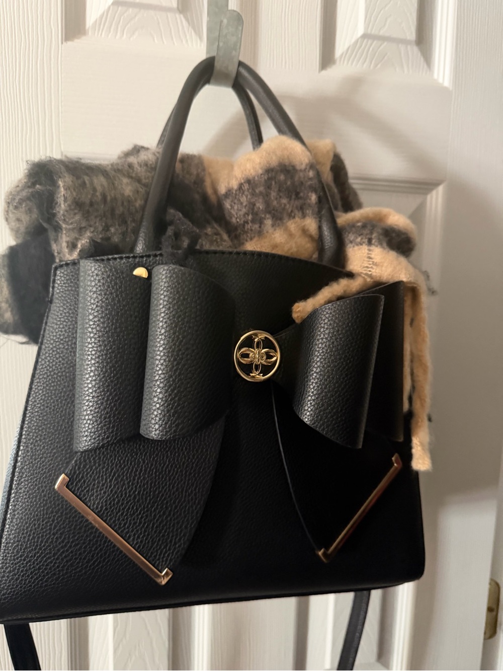 Black Women's Bow Accent Satchel Handbag👜